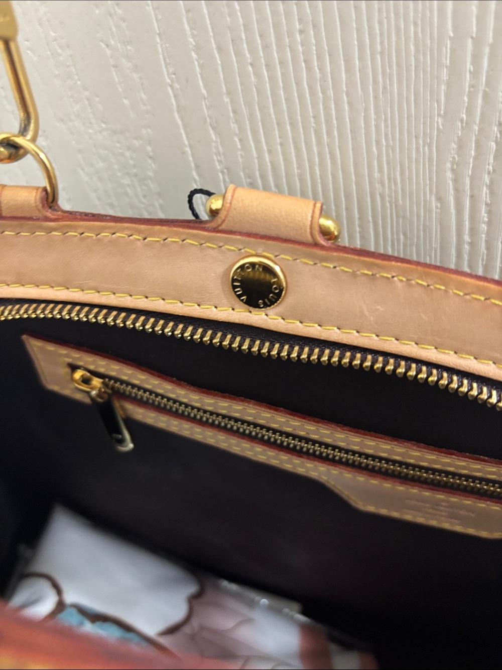 Louis Vuitton Patent Monogram Satchel in Deep Burgundy with Vachetta Trim - Picture 5 of 9